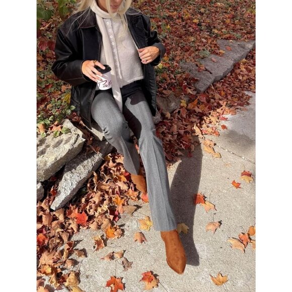 Women's Dark Brown Pointed Toe Ankle Boots Stacked Kitten Low Heel Side Zipper - Picture 3 of 6